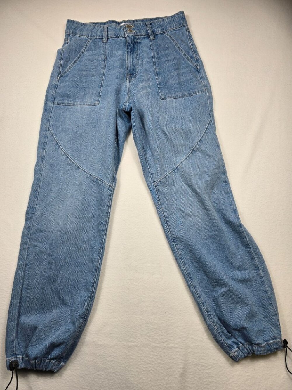 Forever 21 Large Jogger Pants High Waist Premium Light Wash Denim